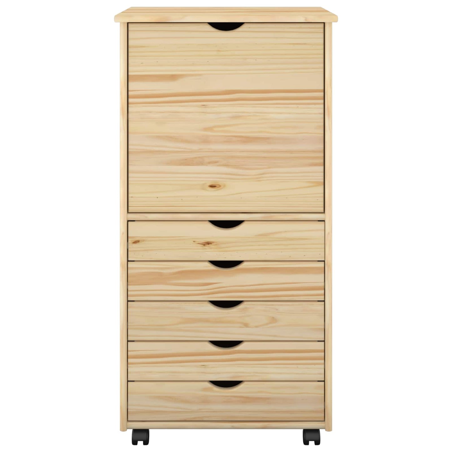 Rollschrank 53 x 39 x 103 cm Massivholz Kiefer Braun