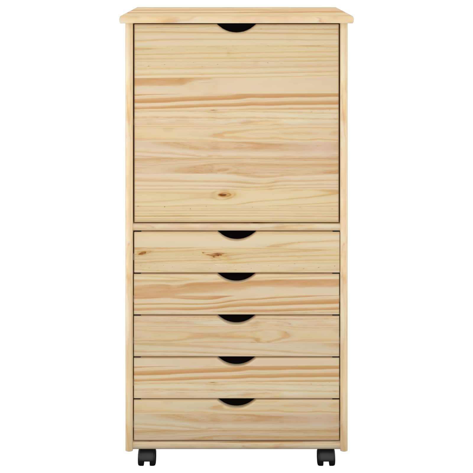 Rollschrank 53 x 39 x 103 cm Massivholz Kiefer Braun