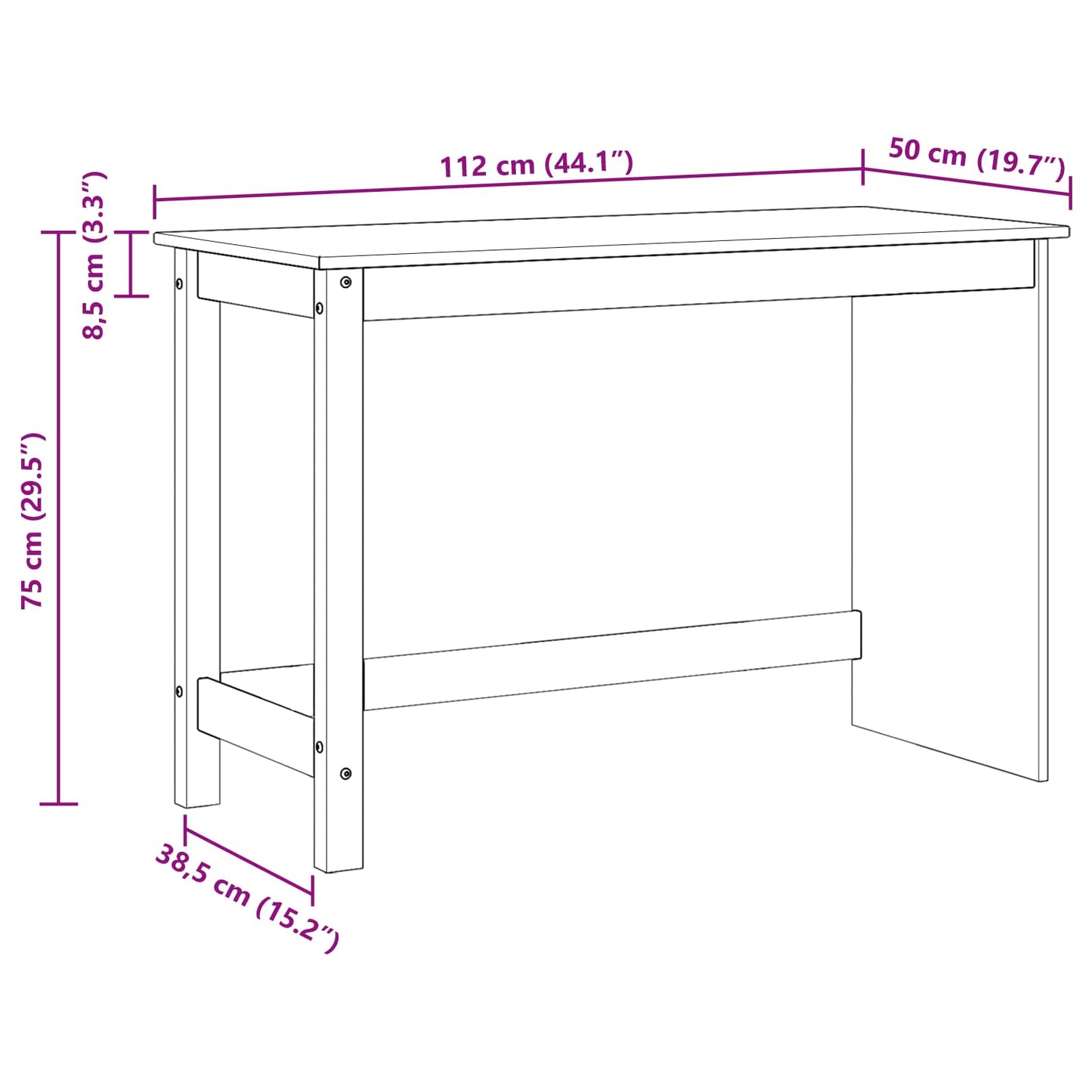 Schreibtisch Braun 112 x 50 x 75 cm Massivholz Kiefer