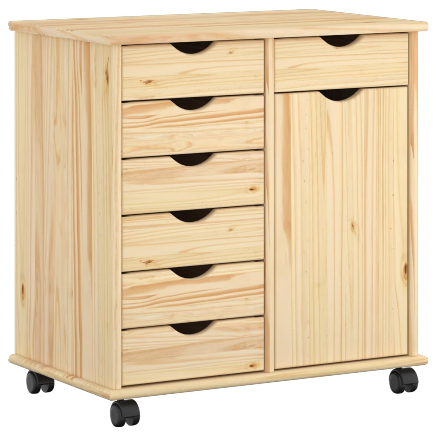 Rollschrank 63,5 x 39 x 65,5 cm Massivholz Kiefer Braun