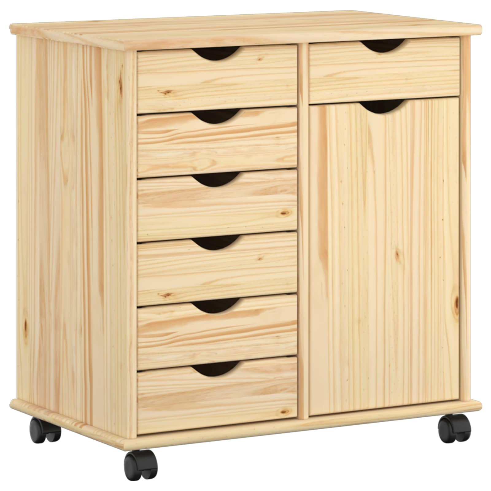 Rollschrank 63,5 x 39 x 65,5 cm Massivholz Kiefer Braun