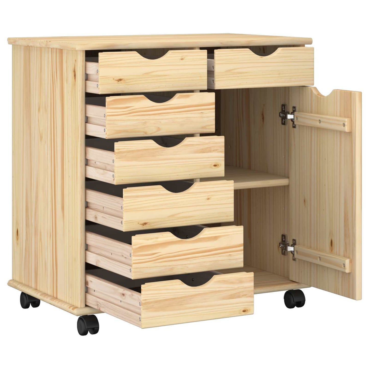 Rollschrank 63,5 x 39 x 65,5 cm Massivholz Kiefer Braun
