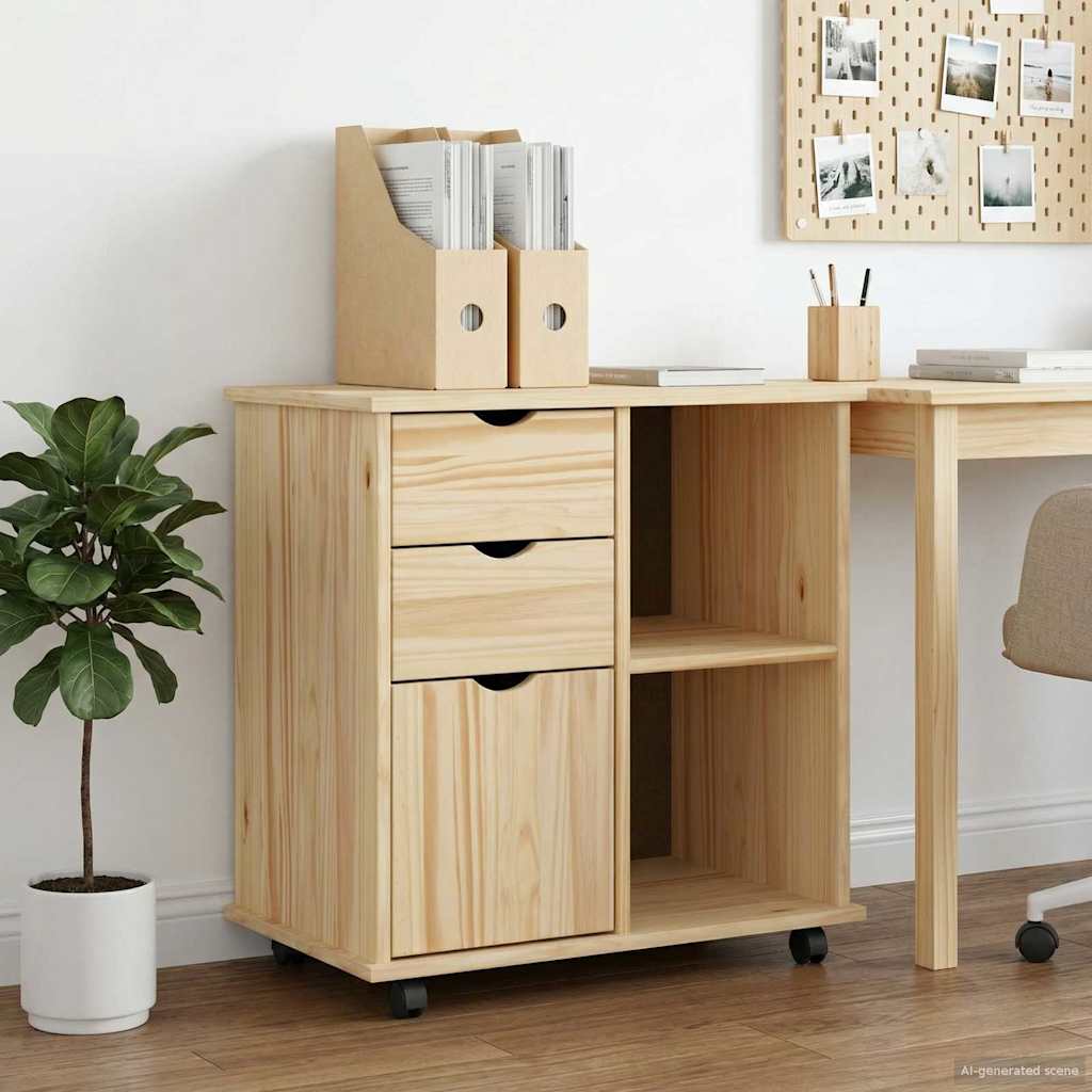 Rollschrank 63,5 x 39 x 65,5 cm Massivholz Kiefer Braun