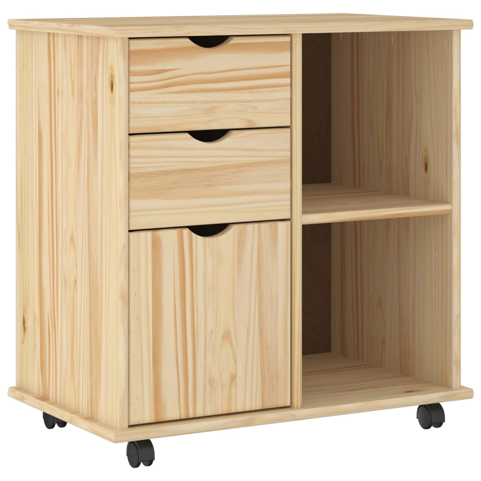 Rollschrank 63,5 x 39 x 65,5 cm Massivholz Kiefer Braun