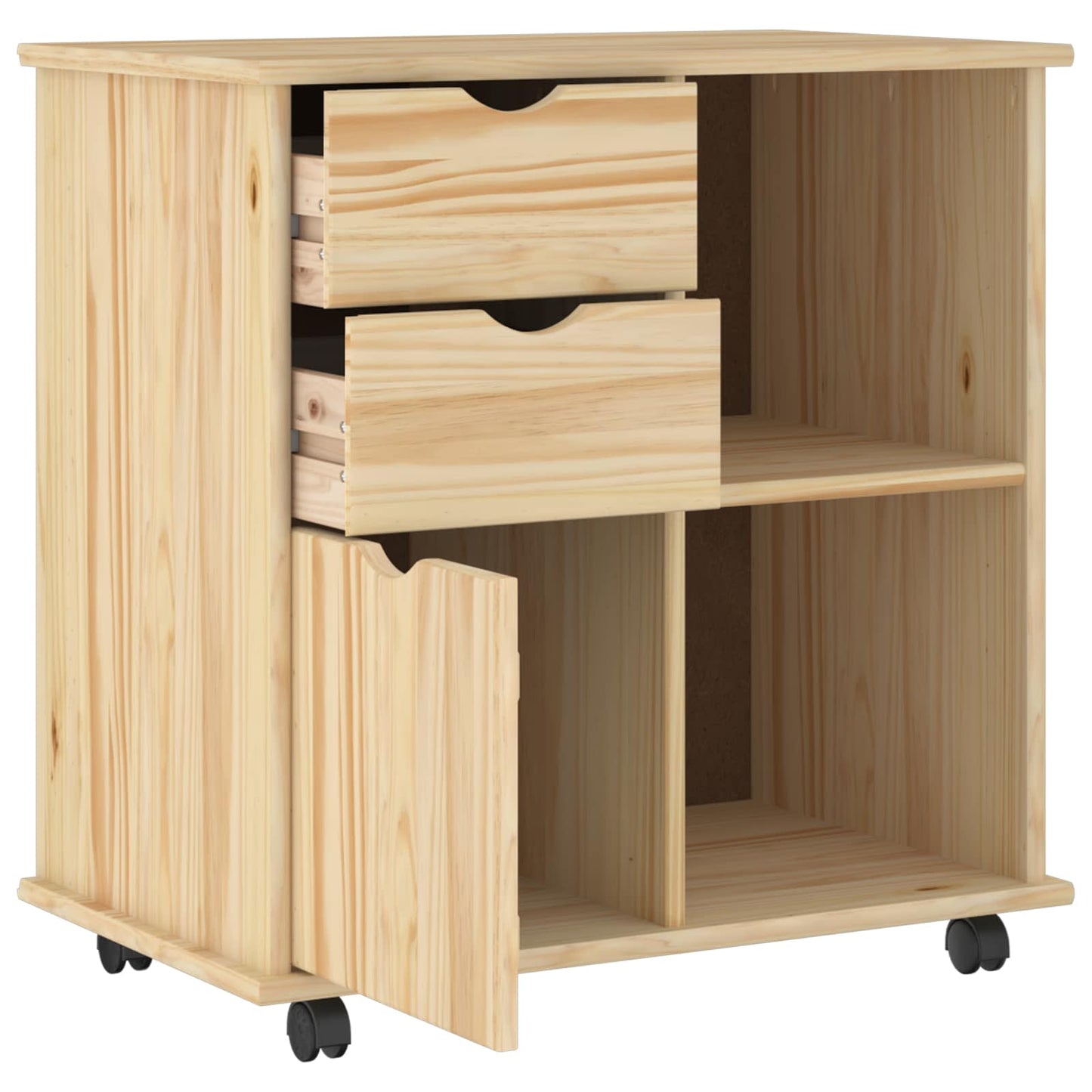 Rollschrank 63,5 x 39 x 65,5 cm Massivholz Kiefer Braun