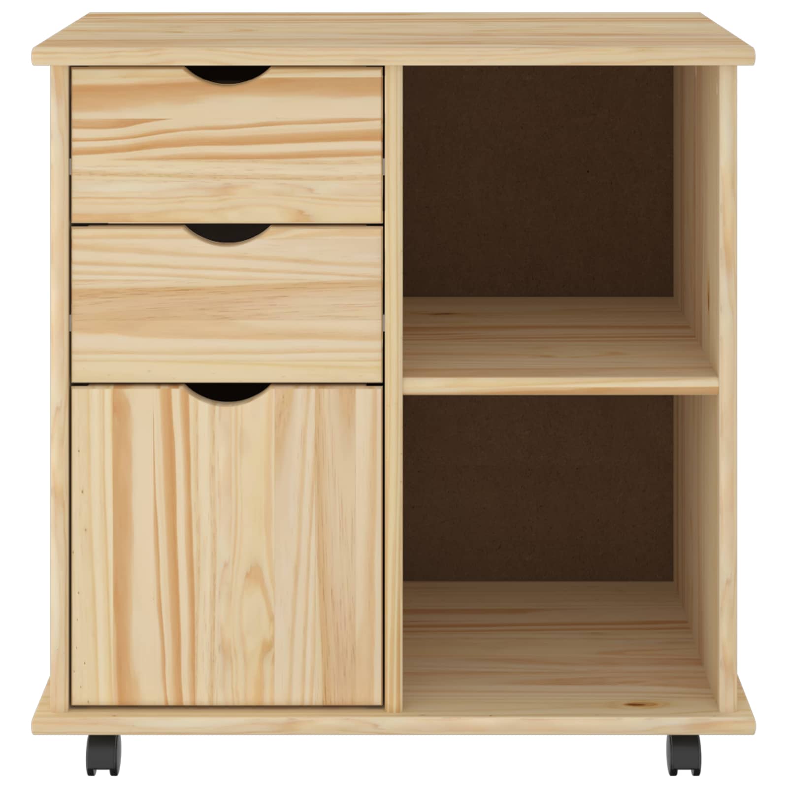 Rollschrank 63,5 x 39 x 65,5 cm Massivholz Kiefer Braun