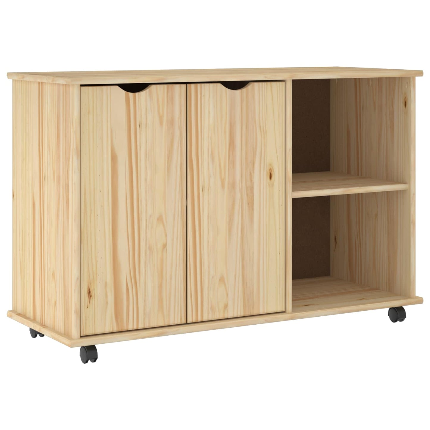Rollschrank Mit Rad Braun 100 x 39 x 65,5 cm Massivholz Kiefer