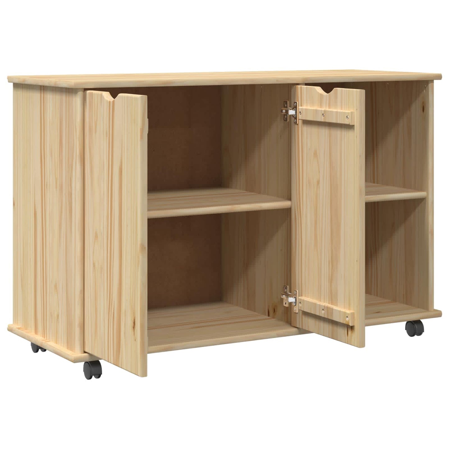 Rollschrank Mit Rad Braun 100 x 39 x 65,5 cm Massivholz Kiefer