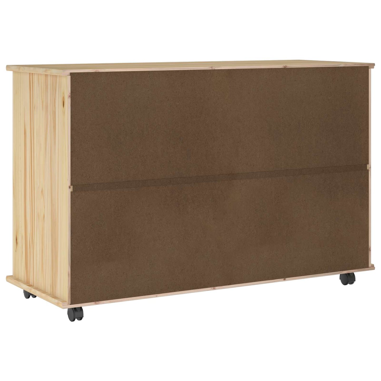 Rollschrank Mit Rad Braun 100 x 39 x 65,5 cm Massivholz Kiefer