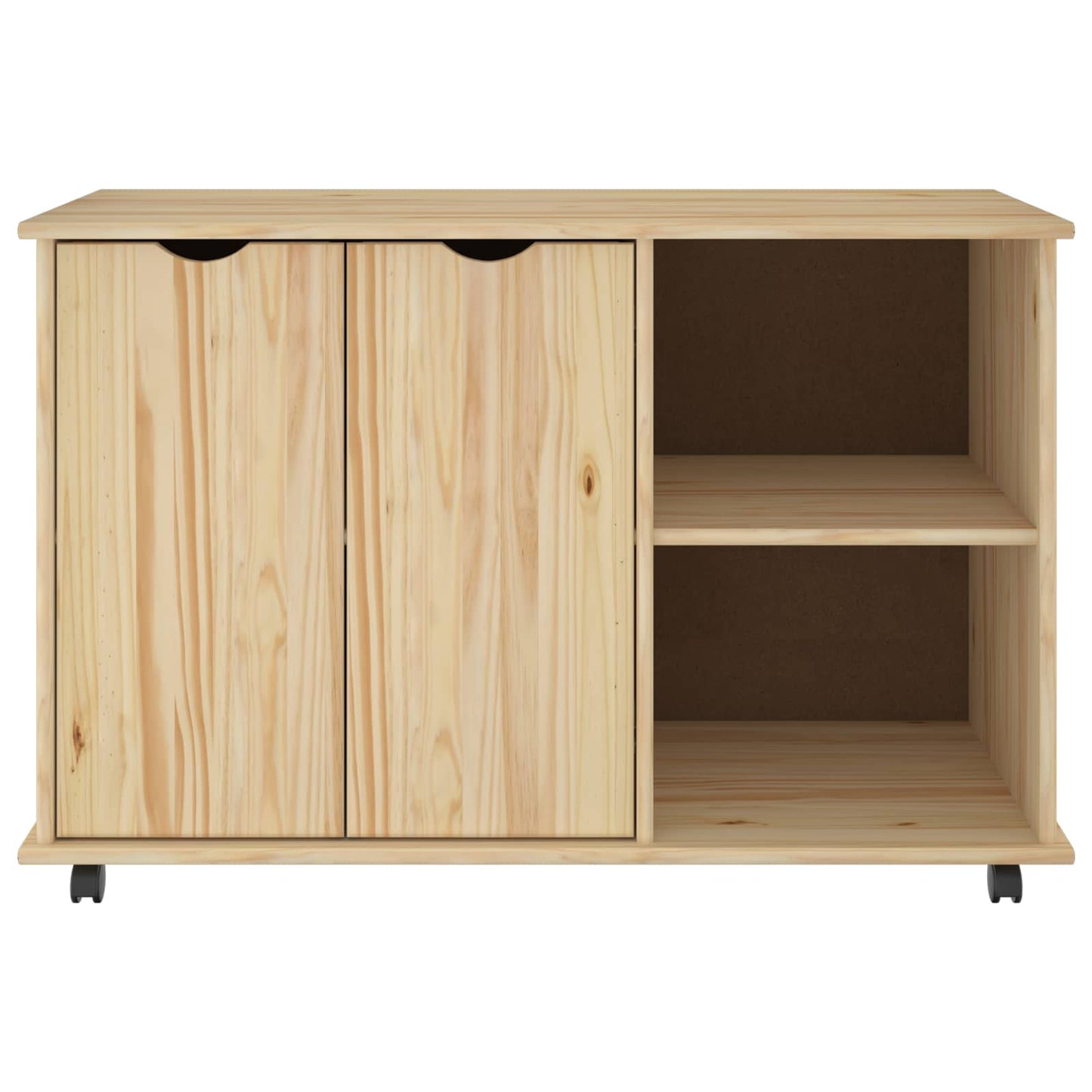 Rollschrank Mit Rad Braun 100 x 39 x 65,5 cm Massivholz Kiefer