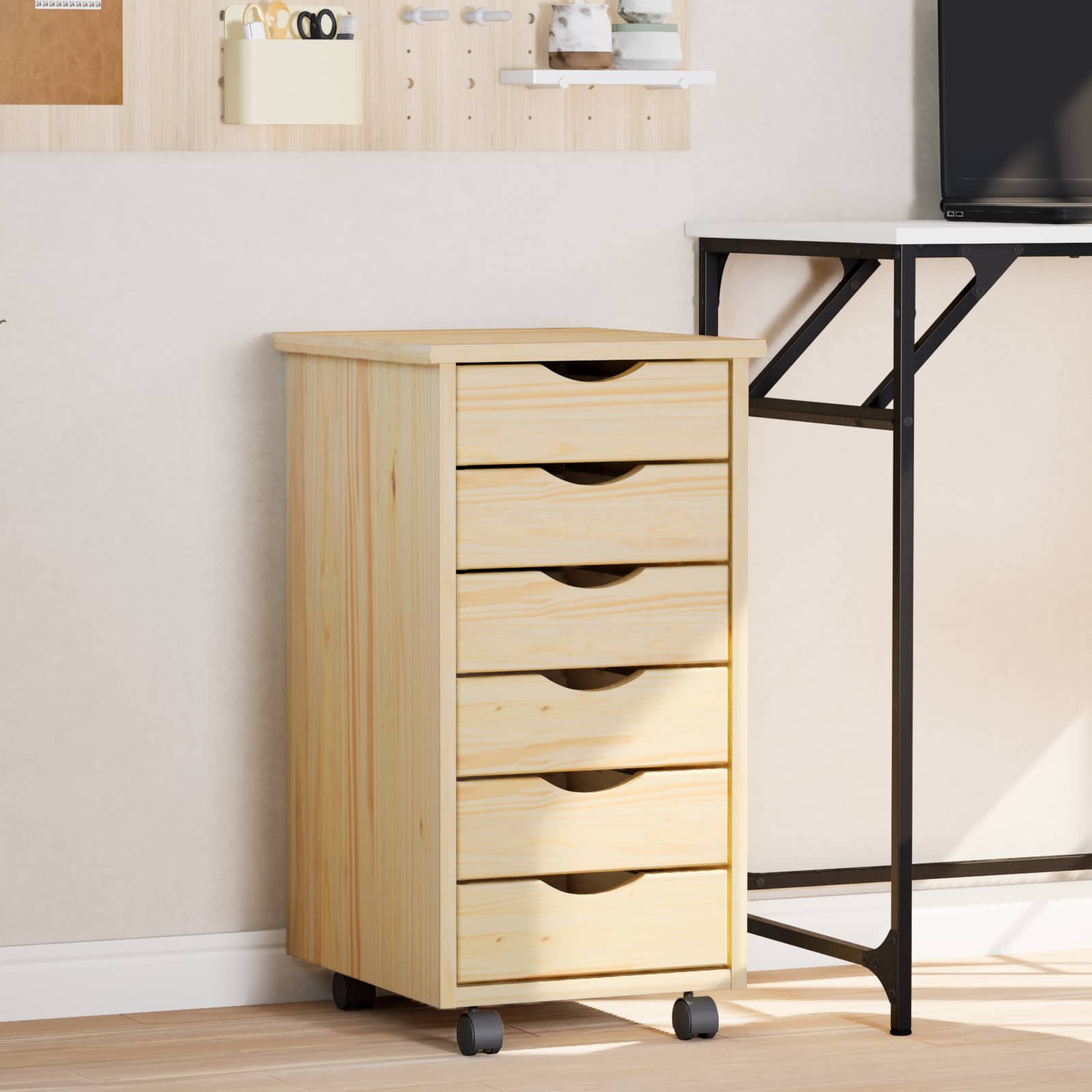 Rollcontainer mit Schubladen MOSS 34 x 39 x 65,5 cm Klarlack