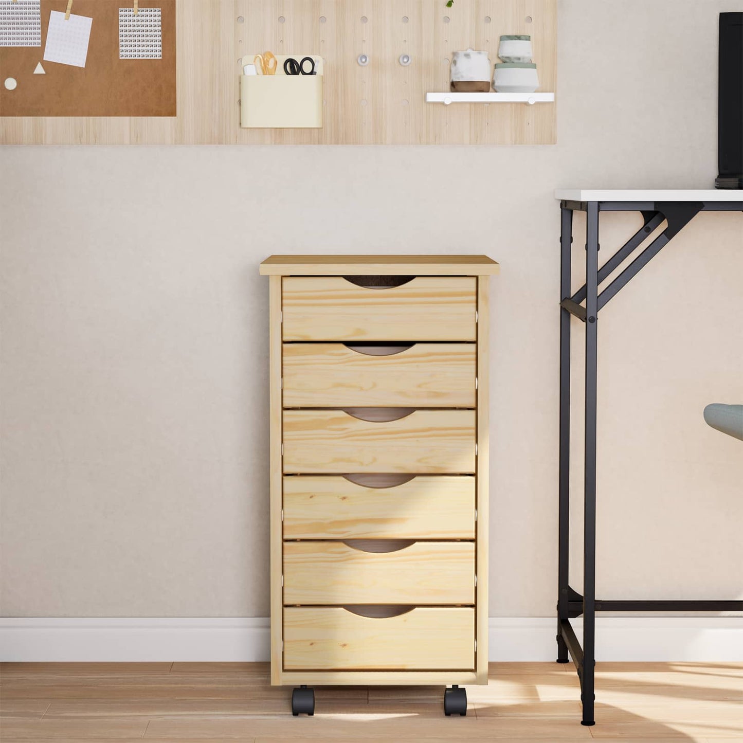 Rollcontainer mit Schubladen MOSS 34 x 39 x 65,5 cm Klarlack