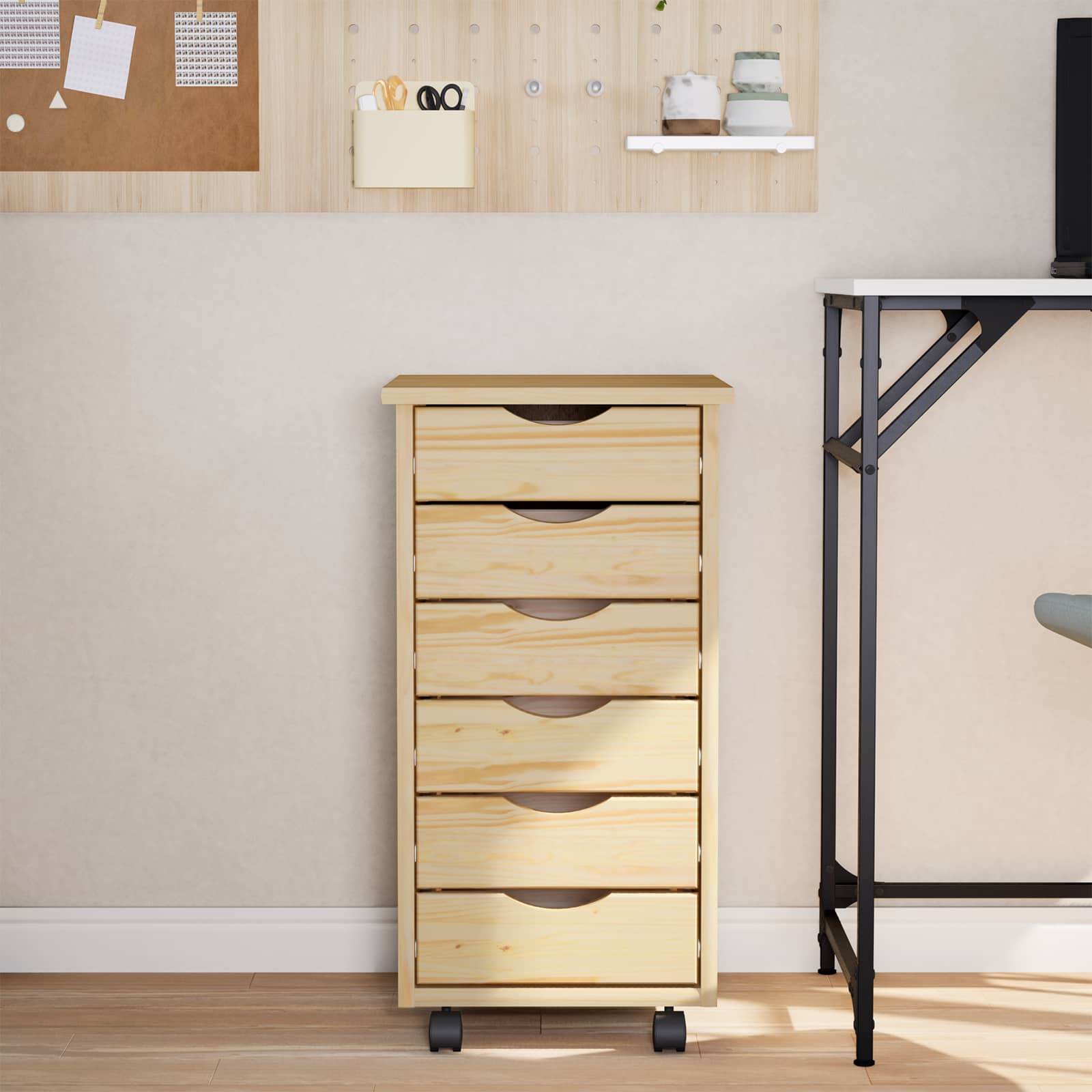 Rollcontainer mit Schubladen MOSS 34 x 39 x 65,5 cm Klarlack