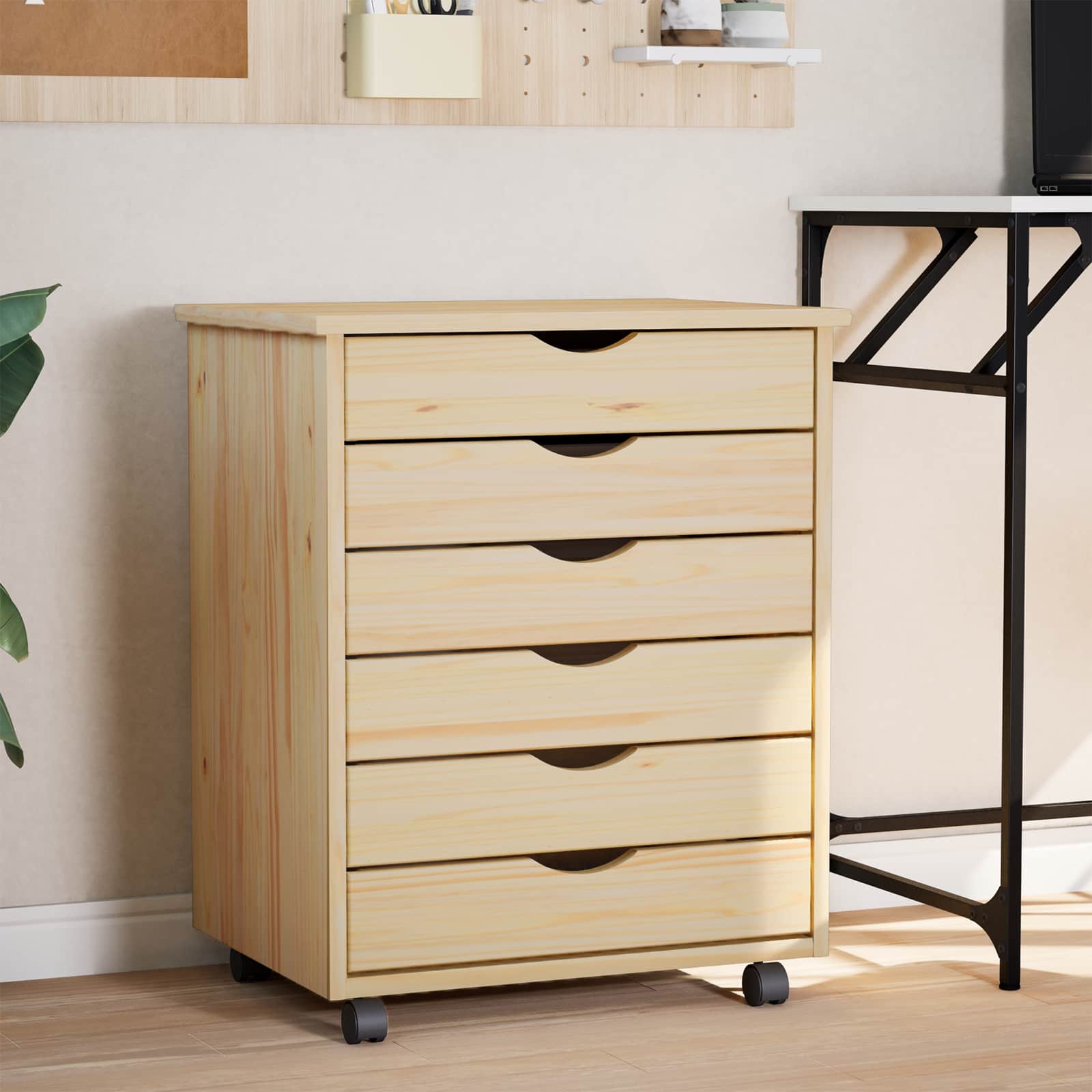 Rollcontainer mit Schubladen MOSS 53 x 39 x 65,5 cm Klarlack