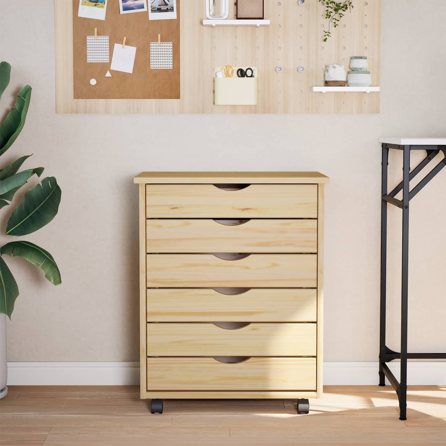 Rollcontainer mit Schubladen MOSS 53 x 39 x 65,5 cm Klarlack