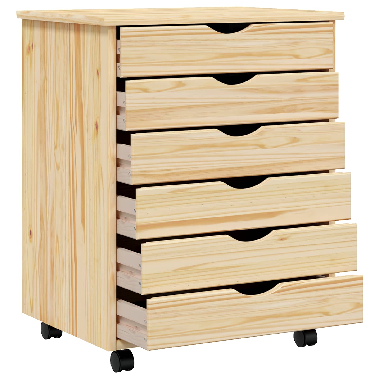 Rollcontainer mit Schubladen MOSS 53 x 39 x 65,5 cm Klarlack