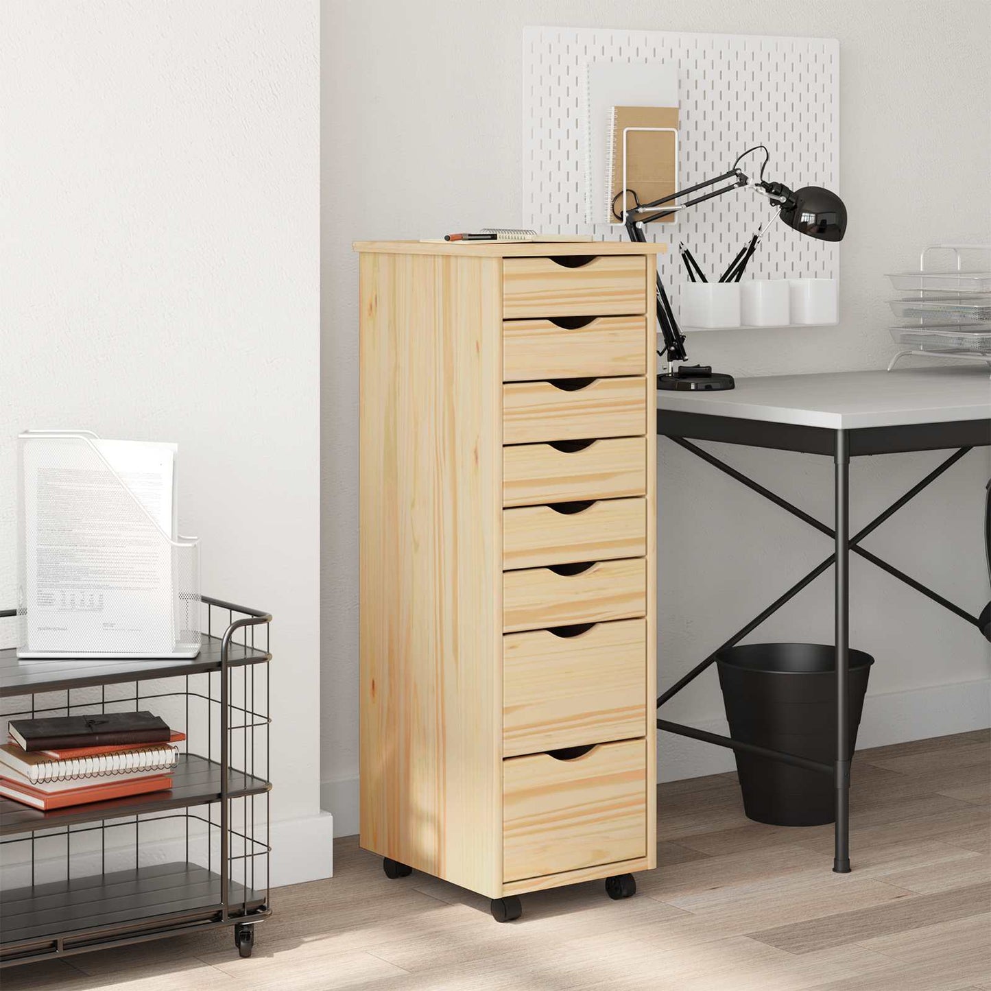 Rollcontainer mit Schubladen MOSS 34 x 39 x 103 cm Klarlack