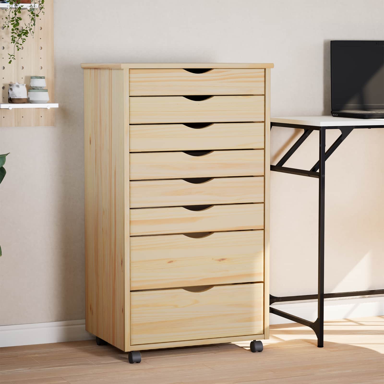 Rollcontainer mit Schubladen MOSS 53 x 39 x 103 cm Klarlack