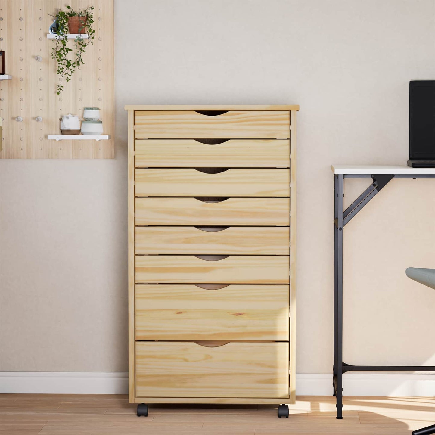 Rollcontainer mit Schubladen MOSS 53 x 39 x 103 cm Klarlack