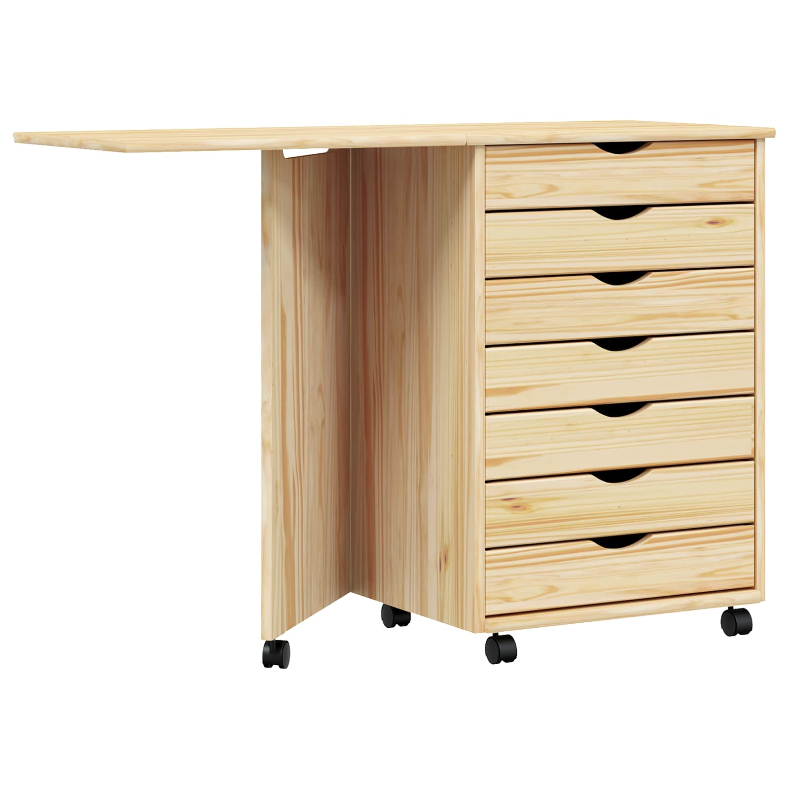 Rollwagen mit Schreibtisch MOSS Klarlack 105,5 x 39 x 74,5 cm