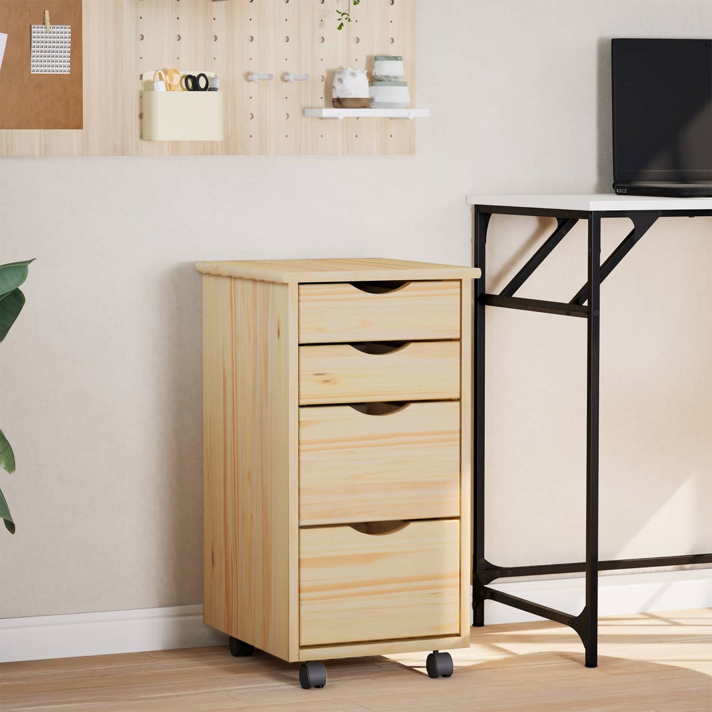 Rollwagen mit Schreibtisch MOSS 34 x 39 x 65,5 cm Klarlack