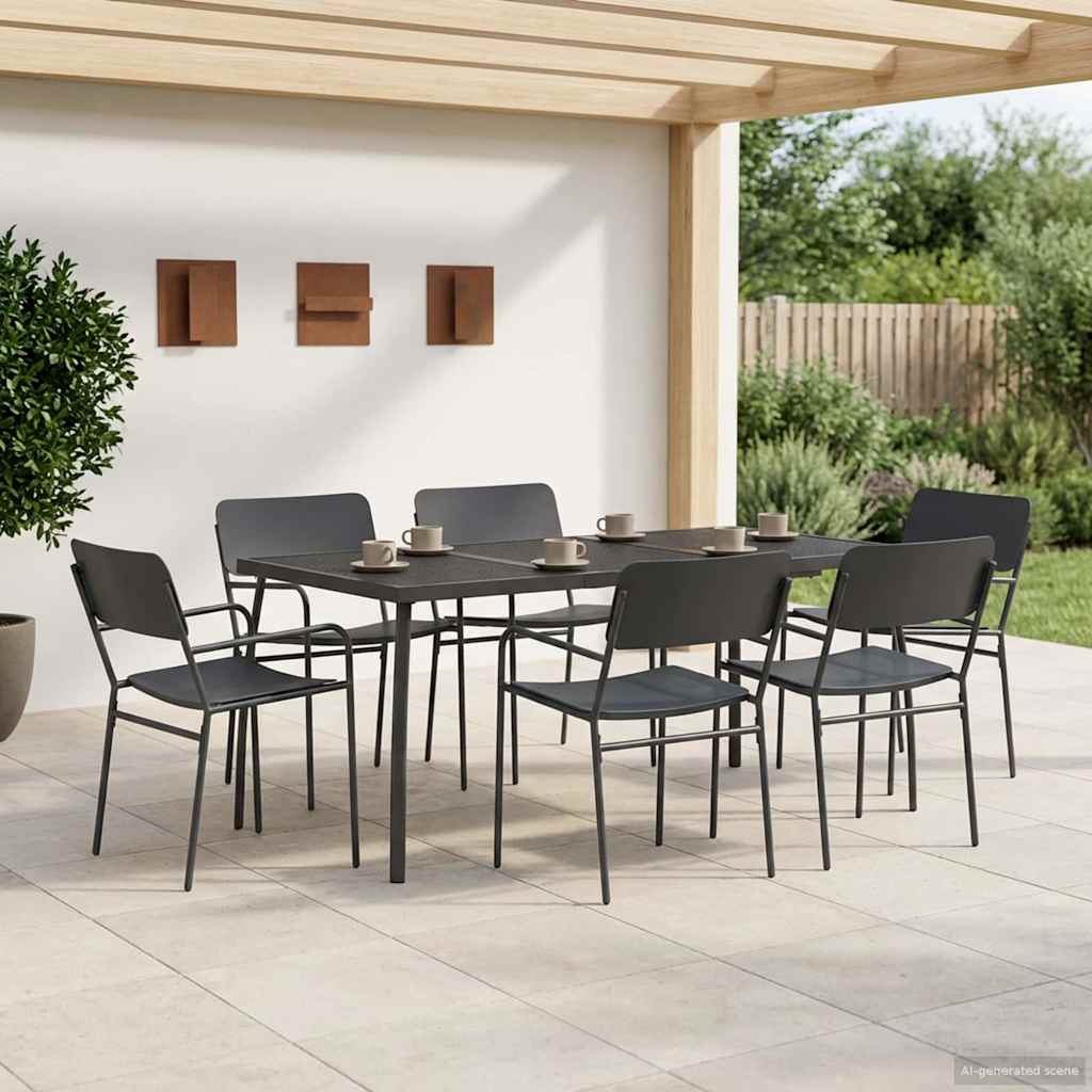 Essgruppe 7 stk. Anthrazit Stahl