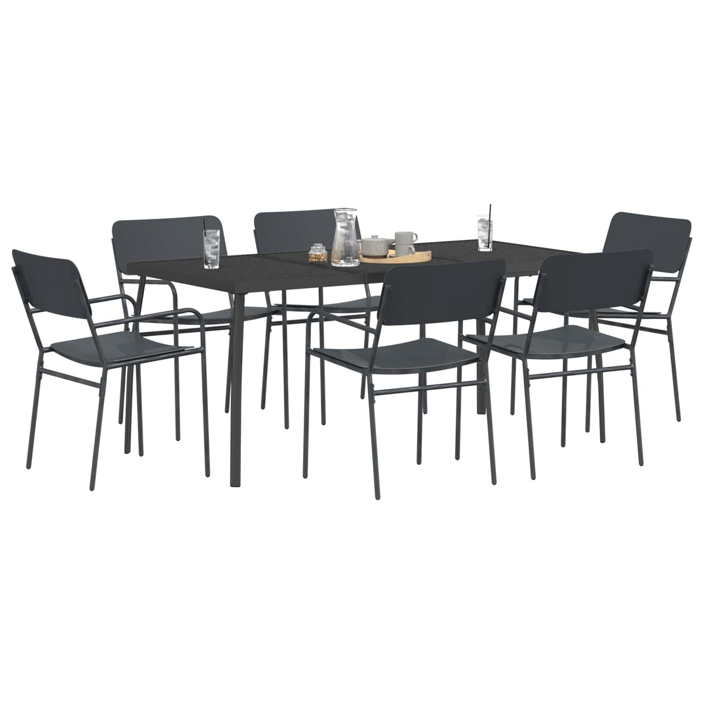 Essgruppe 7 stk. Anthrazit Stahl