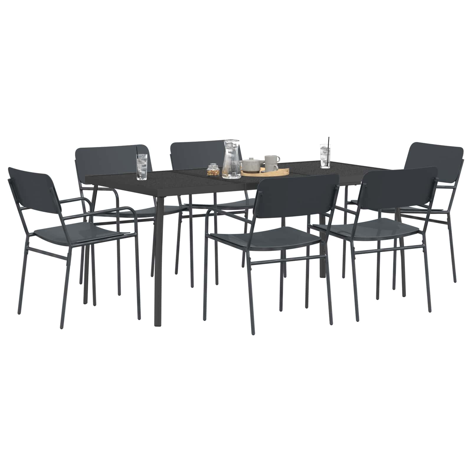 Essgruppe 7 stk. Anthrazit Stahl