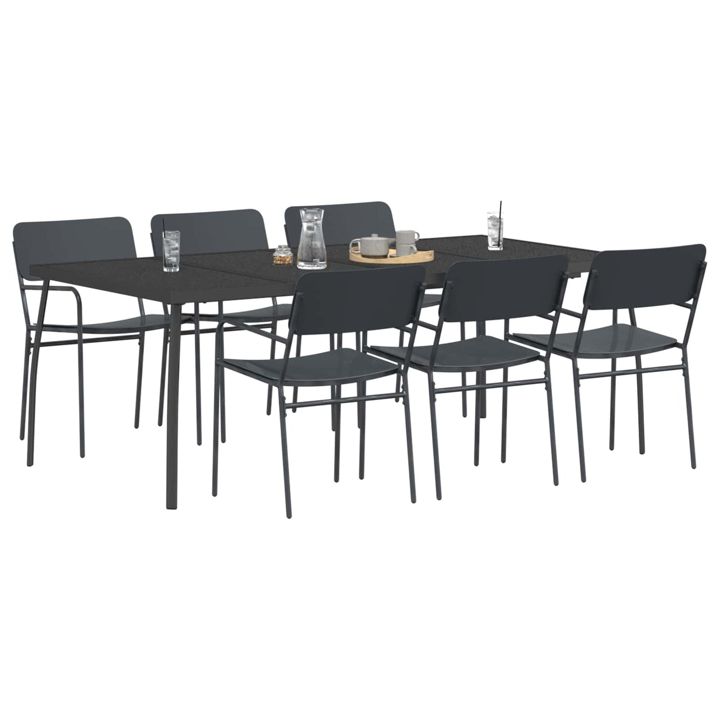 Essgruppe 7 stk. Anthrazit Stahl