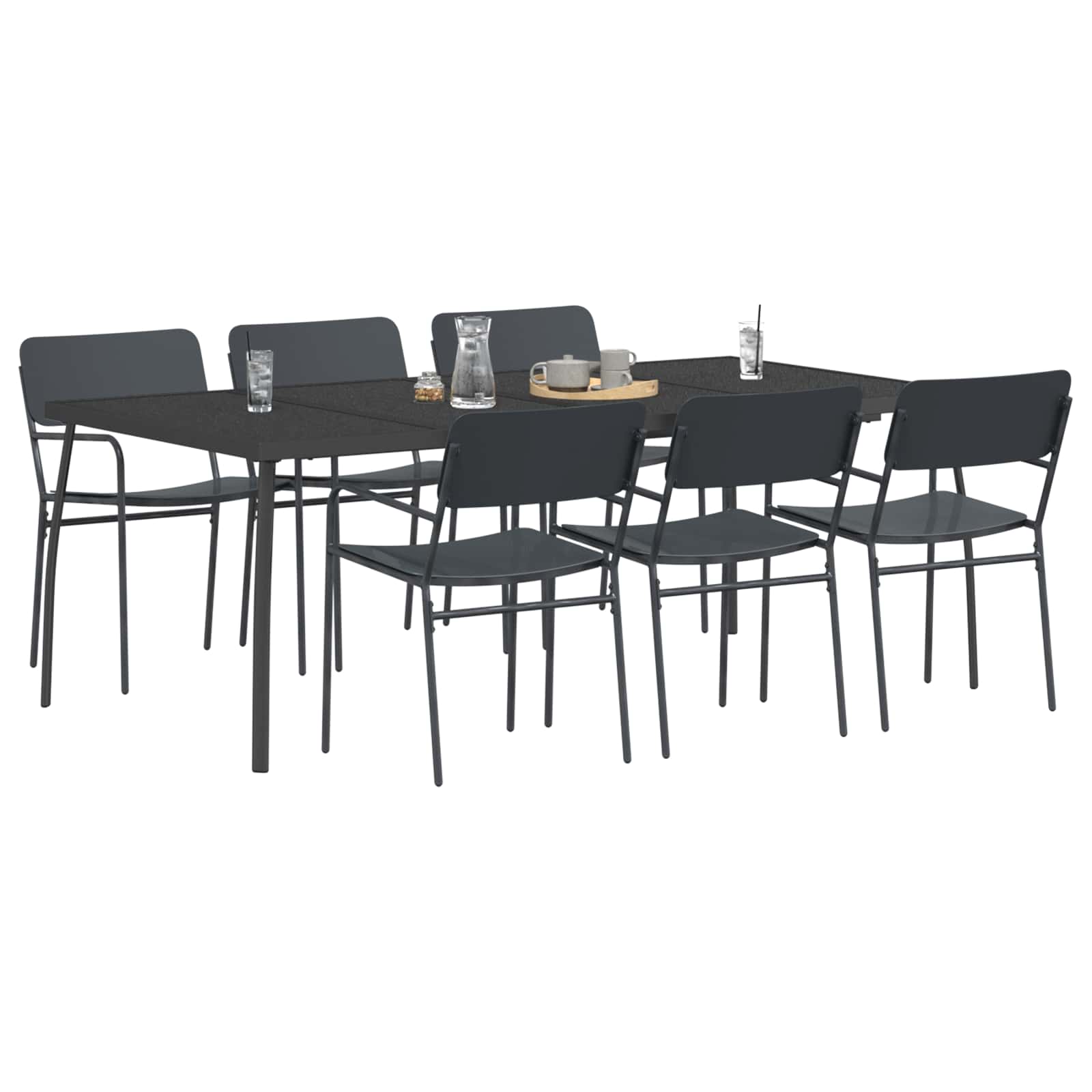 Essgruppe 7 stk. Anthrazit Stahl