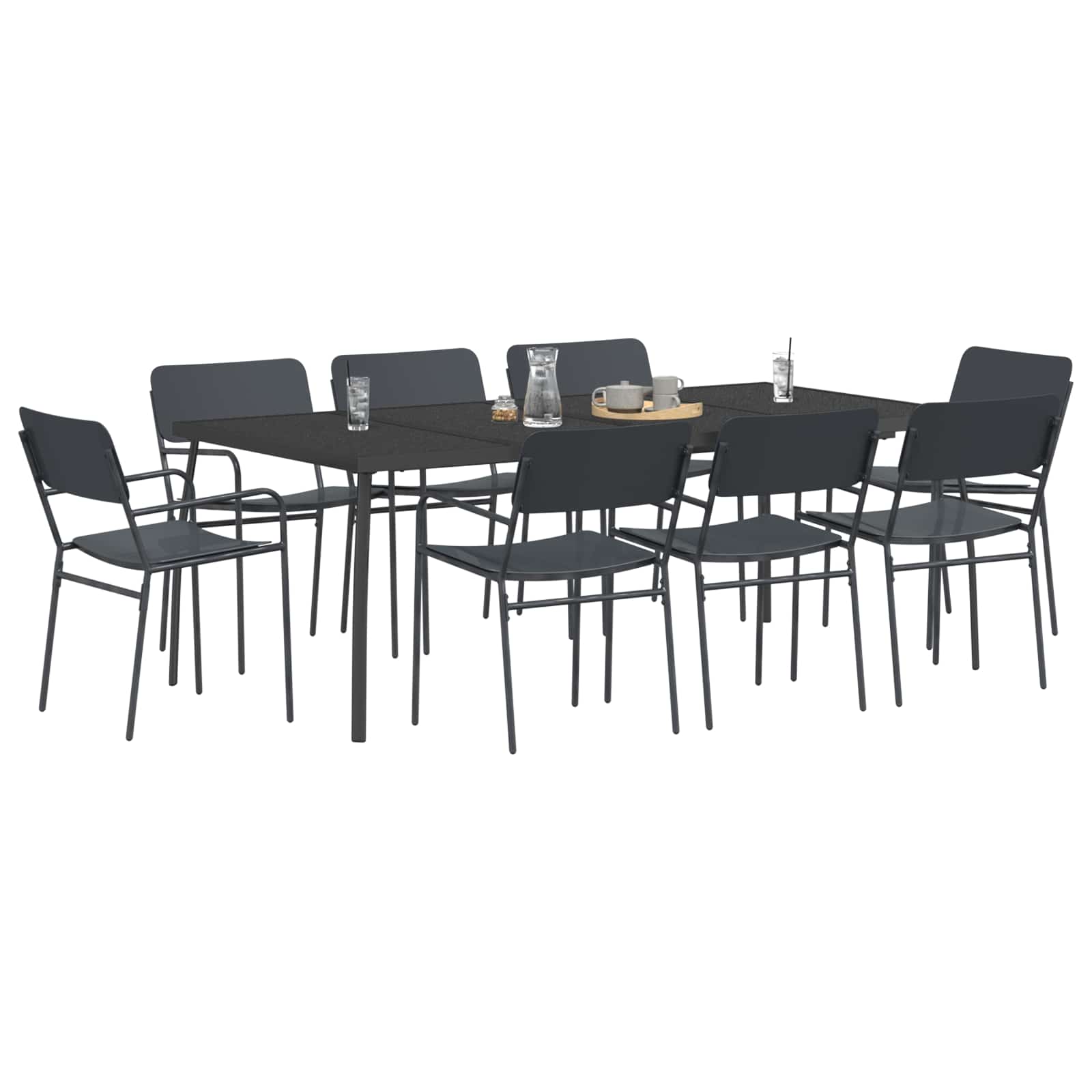 Essgruppe 9 stk. Anthrazit Stahl