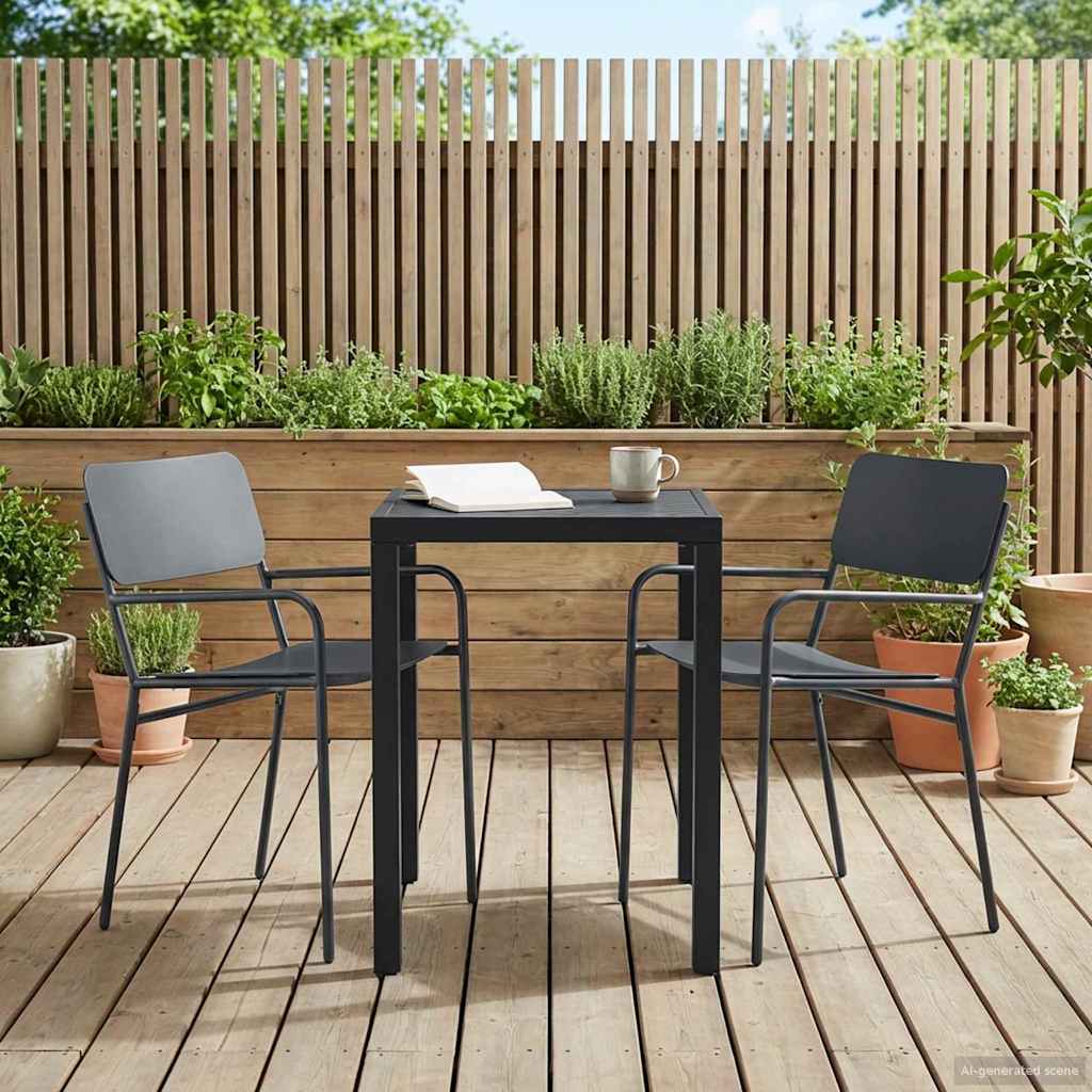 Gartenmöbel Set 3 stk. Anthrazit Stahl