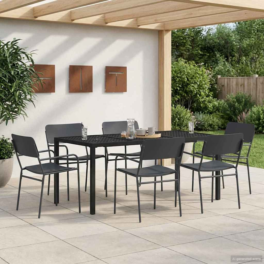 Gartenmöbel Set 7 stk. Anthrazit Stahl