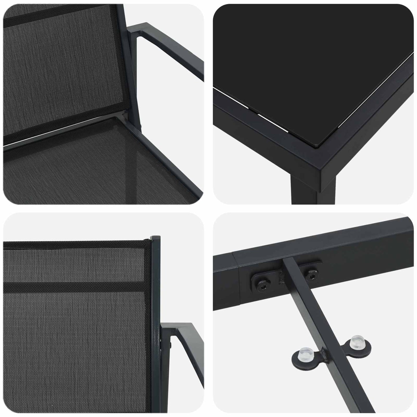 Gartenmöbel Set 5 pcs Schwarz und Anthrazit 140 x 70 x 73 cm