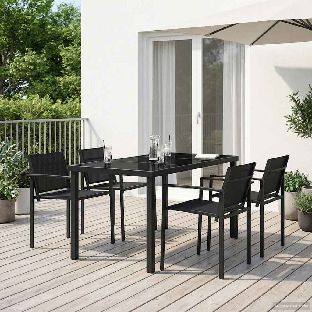 Gartenmöbel Set 5 pcs Schwarz und Anthrazit 140 x 70 x 73 cm