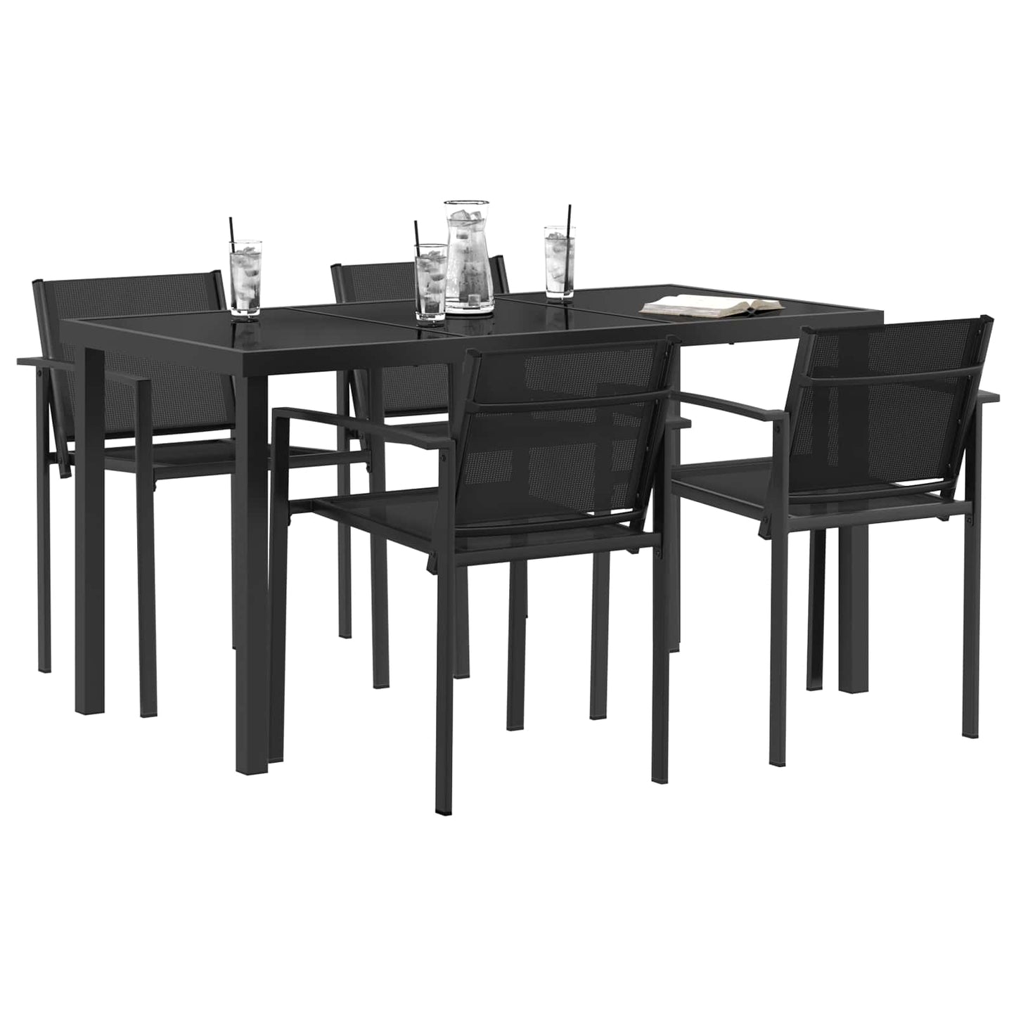 Gartenmöbel Set 5 pcs Schwarz und Anthrazit 140 x 70 x 73 cm