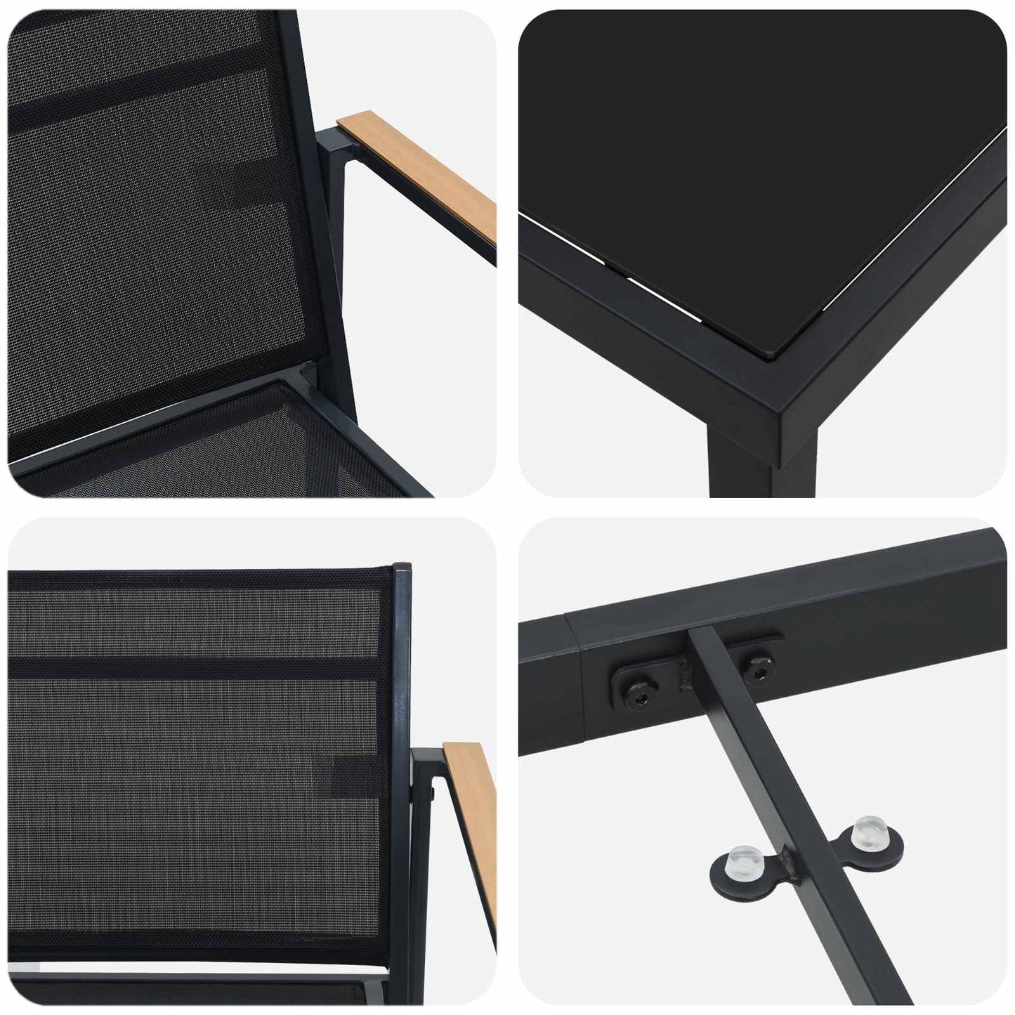 Gartenmöbel Set 5 pcs Schwarz und Anthrazit 140 x 70 x 73 cm