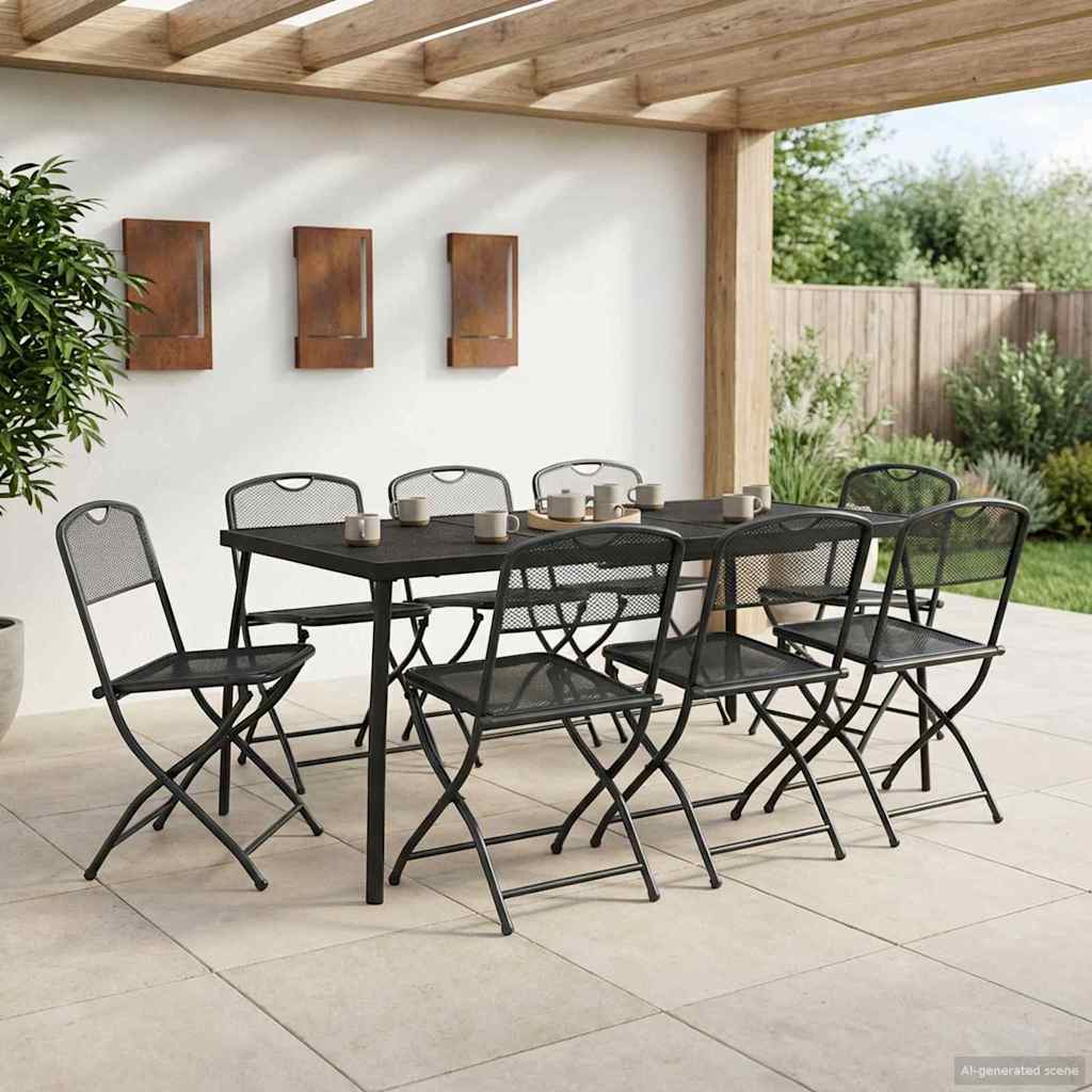 Gartenmöbel Set 7 stk. Anthrazit Eisen und Stahl