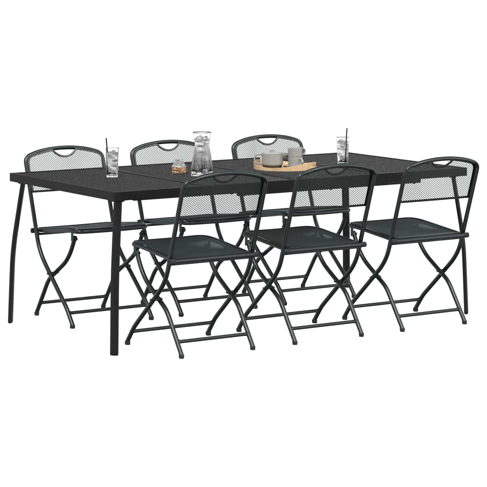 Gartenmöbel Set 7 pcs Anthrazit Eisen und Stahl