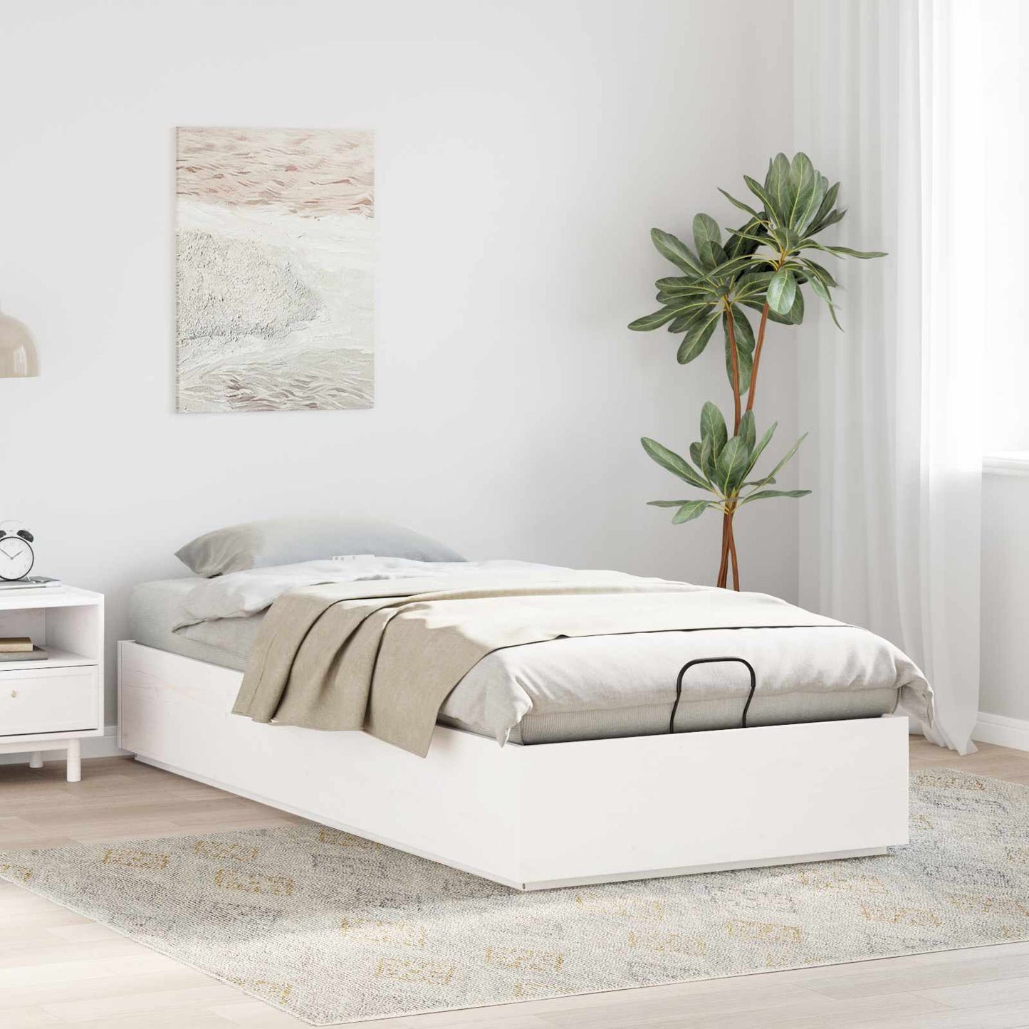 Ottoman-Bettgestell mit Stauraum Weiß 90 x 190 cm