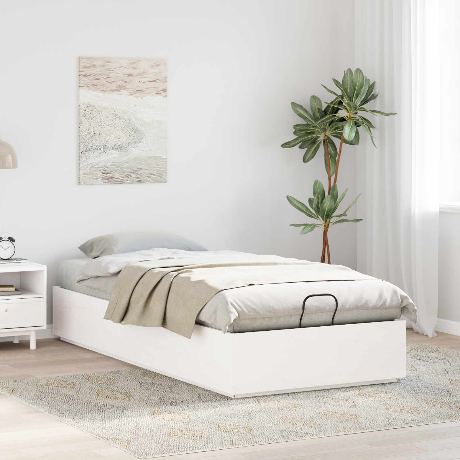Ottoman-Bettgestell mit Stauraum Weiß 90 x 190 cm