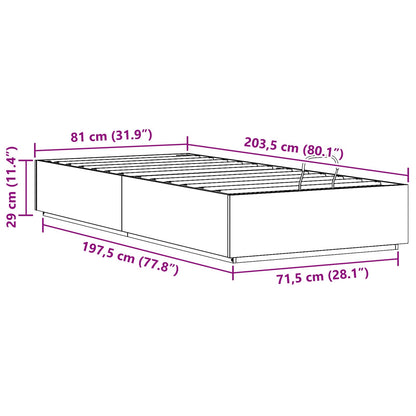 Ottoman-Bettgestell mit Stauraum Natur 80 x 200 cm