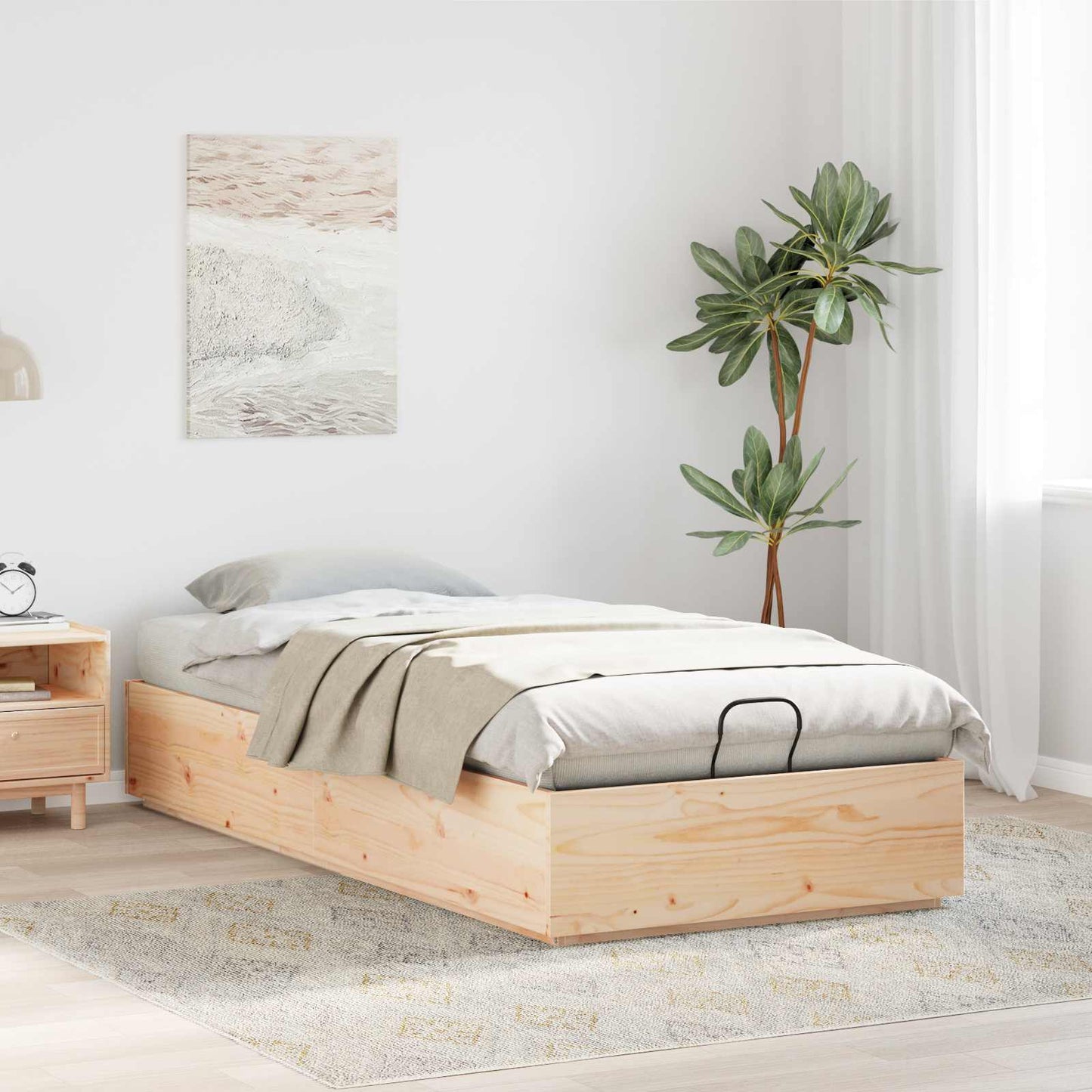 Ottoman-Bettgestell mit Stauraum Natur 90 x 200 cm