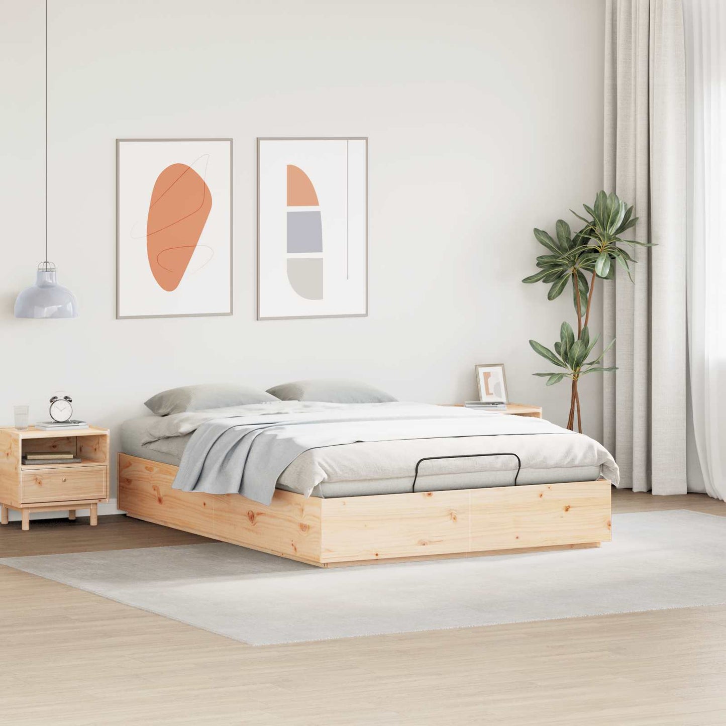 Ottoman-Bettgestell mit Stauraum Natur 120 x 200 cm