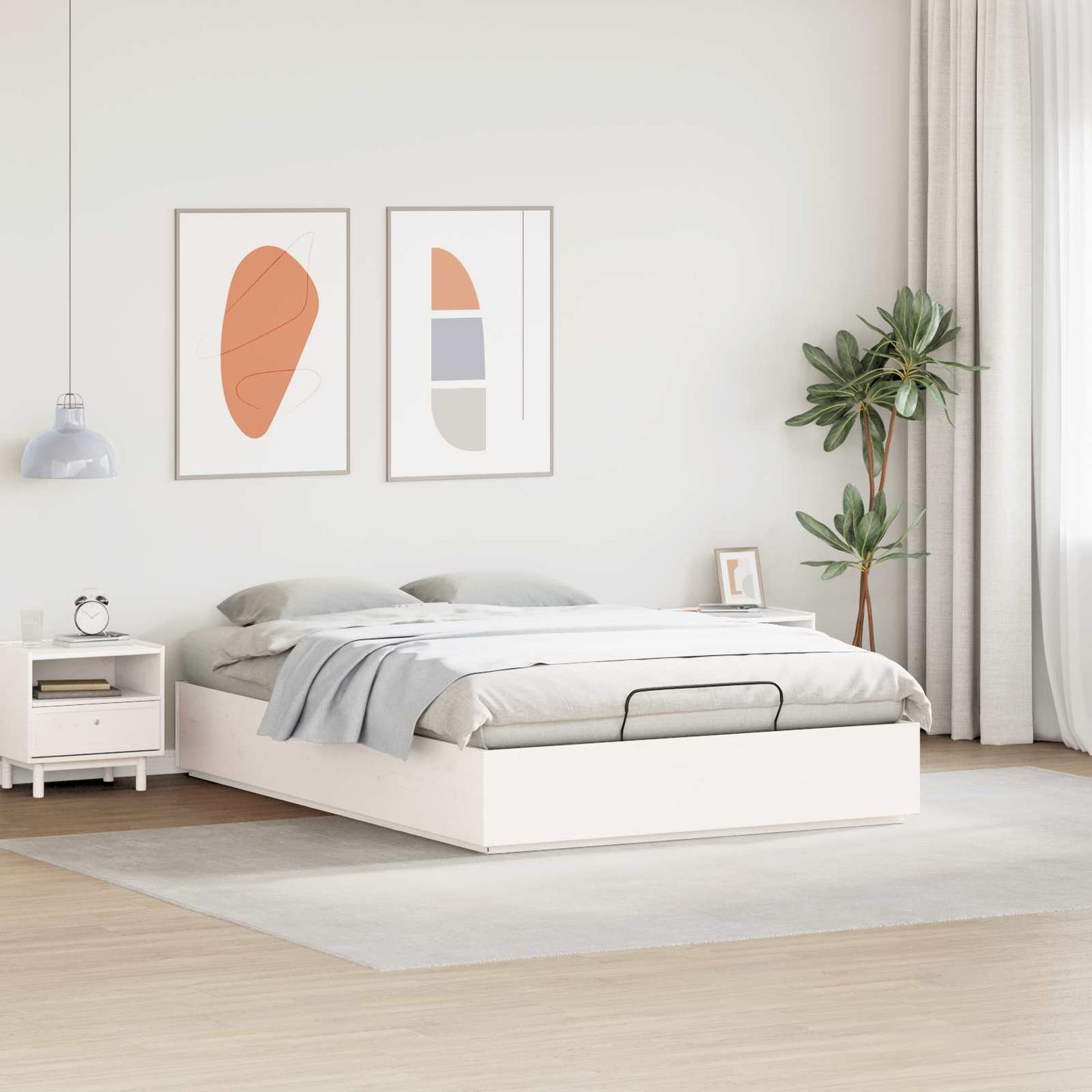 Ottoman-Bettgestell mit Stauraum Weiß 160 x 200 cm