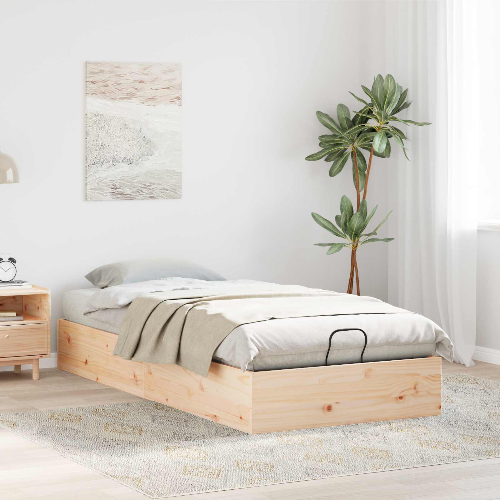 Ottoman Bettgestell mit Stauraum Natur 80 x 200 cm