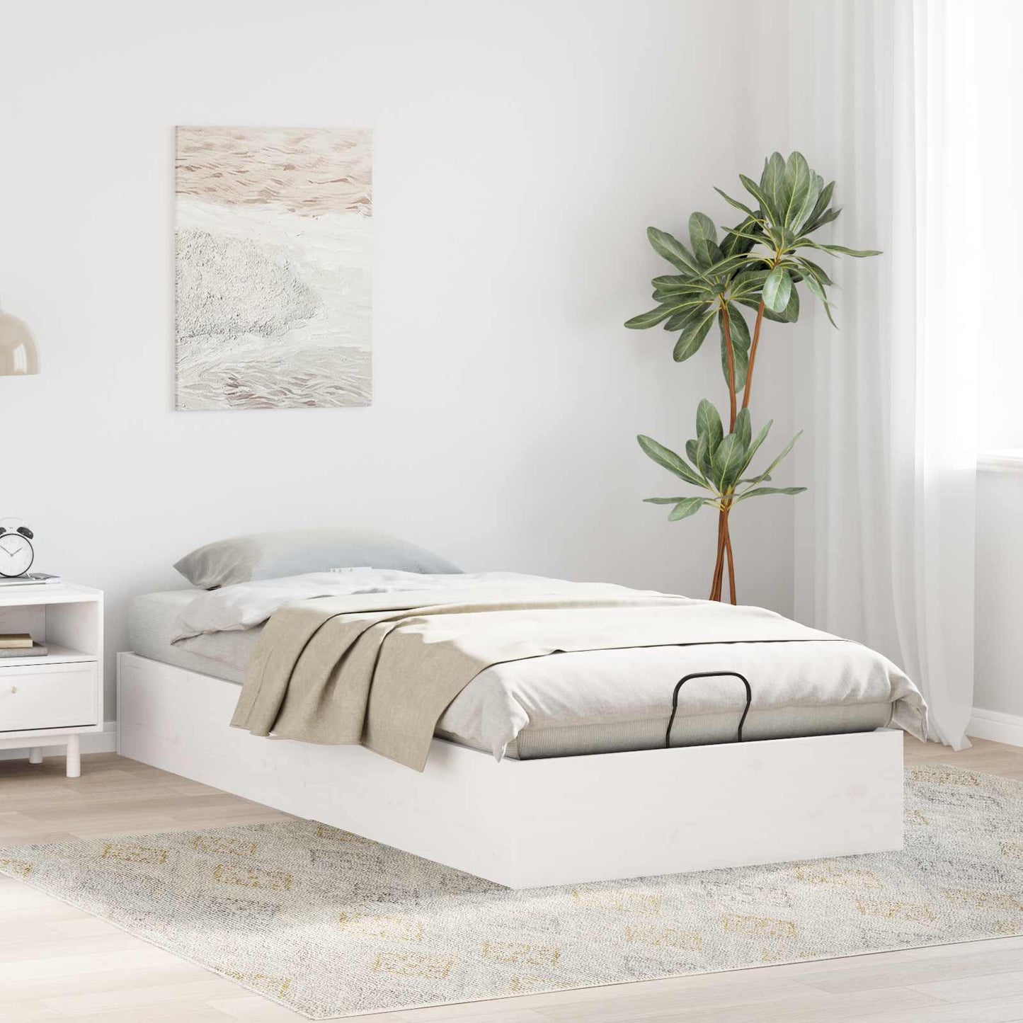 Ottoman Bettgestell mit Stauraum Weiß 90 x 200 cm