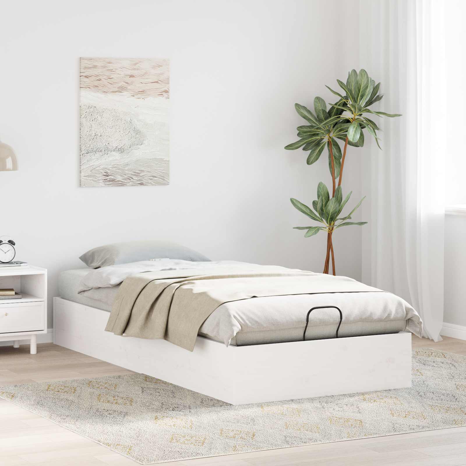 Ottoman Bettgestell mit Stauraum Weiß 90 x 200 cm