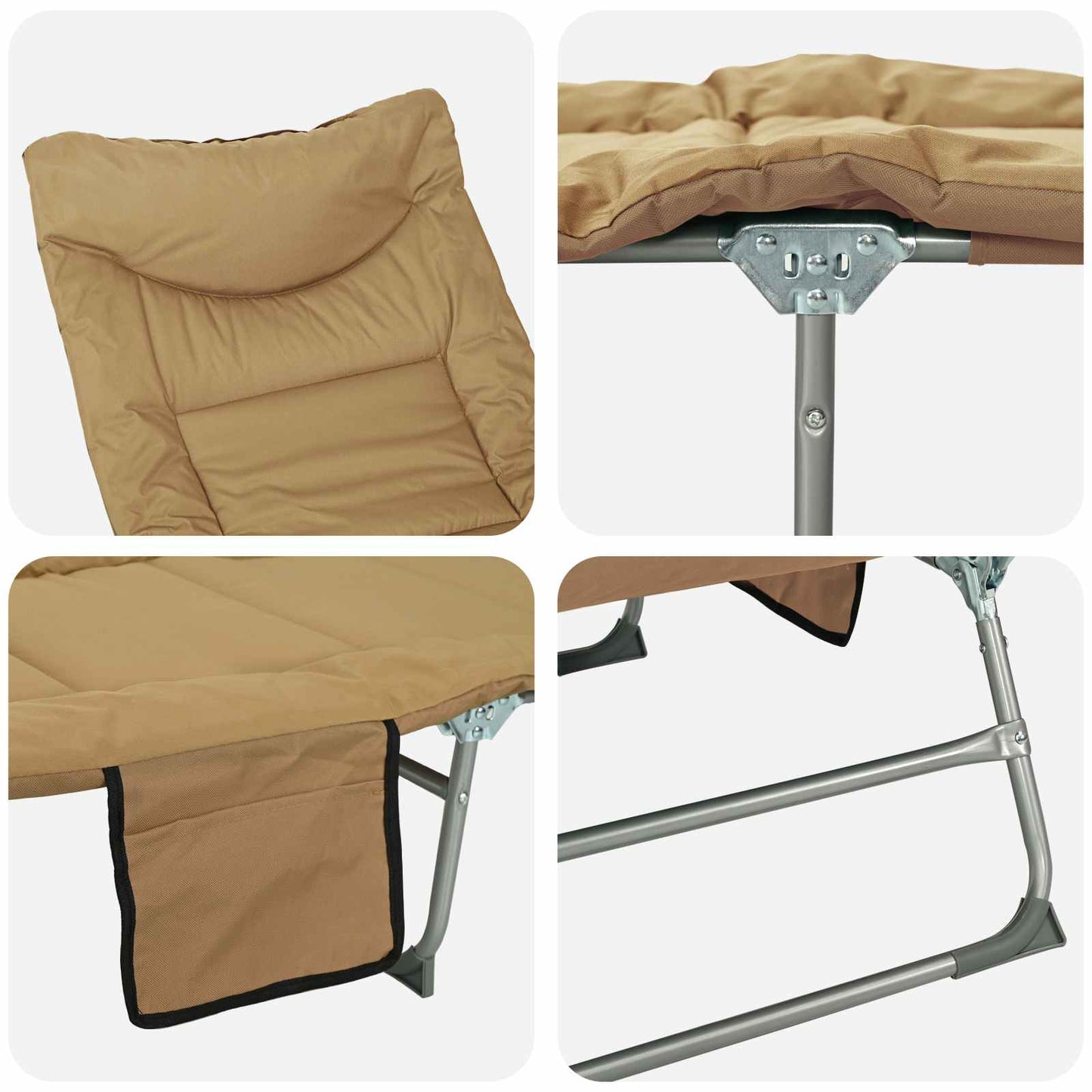 Klappbare Sonnenliege mit Kissen Beige