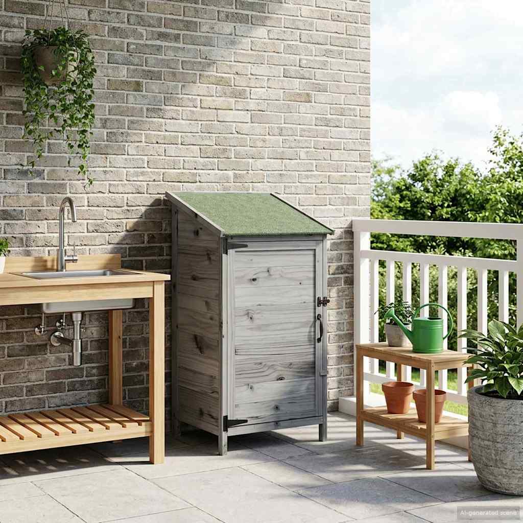 Gartenschuppen Grau 59 x 56 x 113,5 cm Massivholz aus Fichte